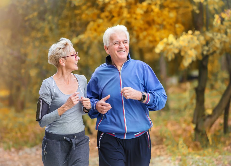 Older couple jogging