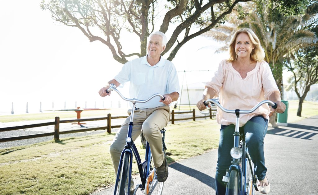 Active seniors on bicycles