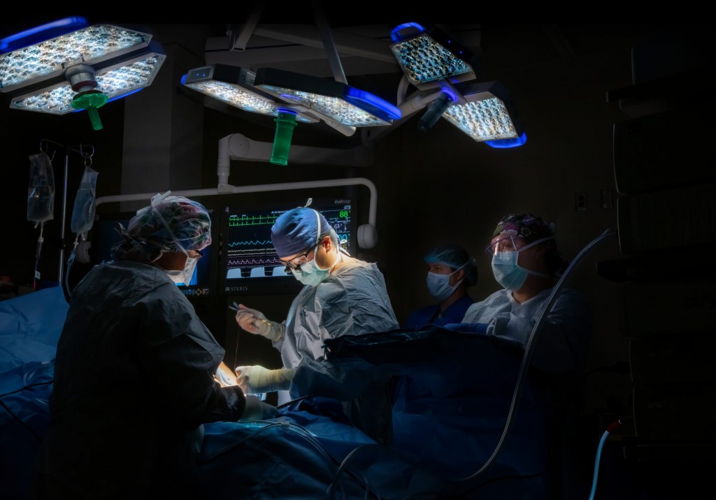 Cardiovascular care team performing surgery