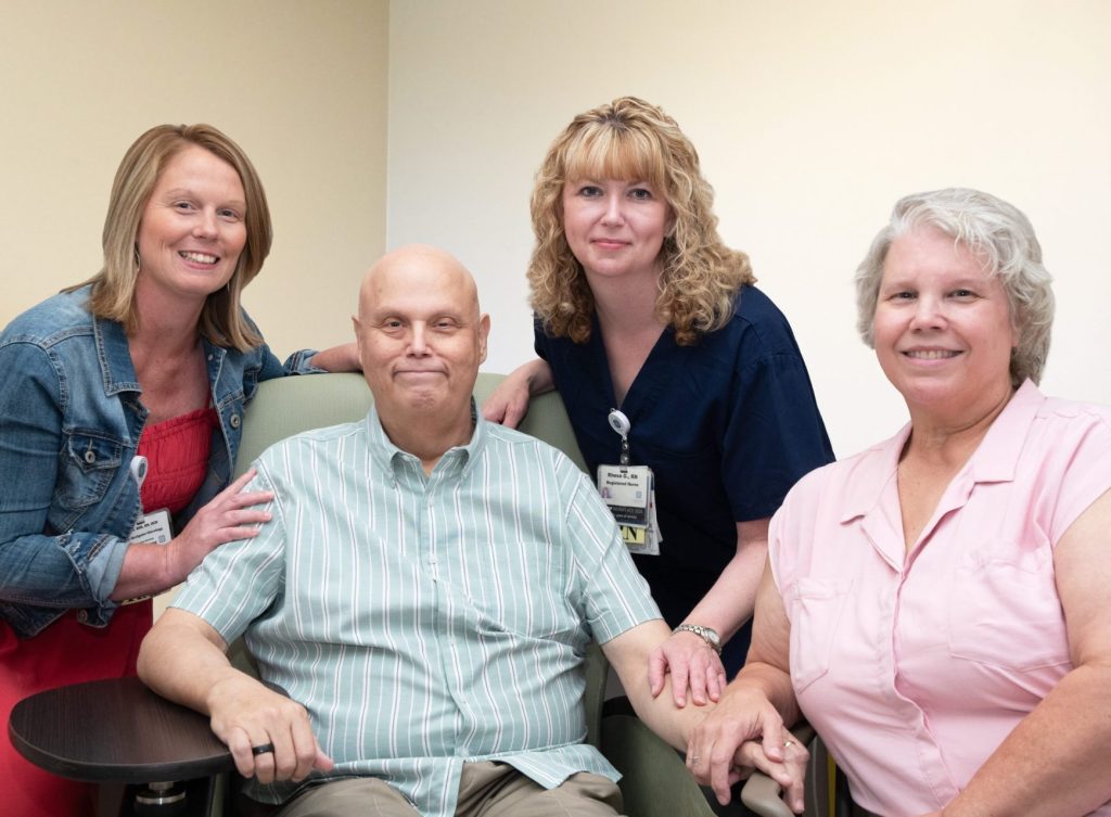 Pancreatic Cancer patient, Michael Parrish, along with his wife Deborah and caregivers Rhesa Guess and Holly Griffith
