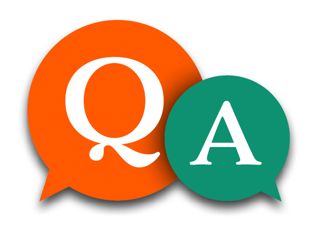 Question and Answers concept illustration template with big green and red circle speech bubbles with QA letters - qustions and answers section icon, header image