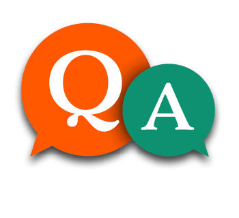 Question and Answers concept illustration template with big green and red circle speech bubbles with QA letters - qustions and answers section icon, header image
