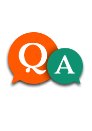 Question and Answers concept illustration template with big green and red circle speech bubbles with QA letters - qustions and answers section icon, header image